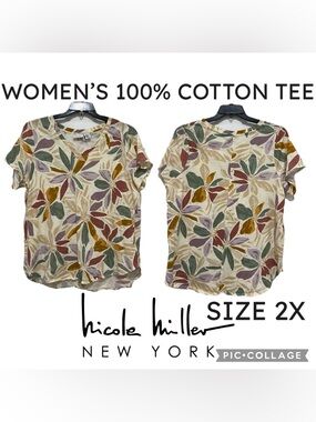 Womens Clothes Nicole Miller 100% Cotton Tee Plus Size 2X